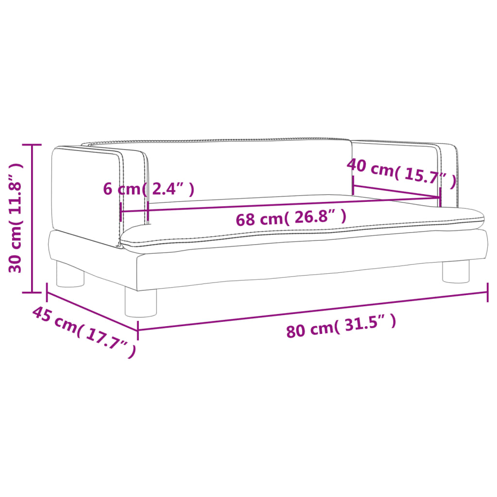 vidaXL Sofá para niños de cuero sintético capuchino 80x45x30 cm