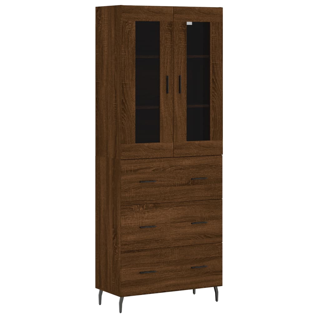 vidaXL Aparador alto madera contrachapada marrón roble 69,5x34x180 cm