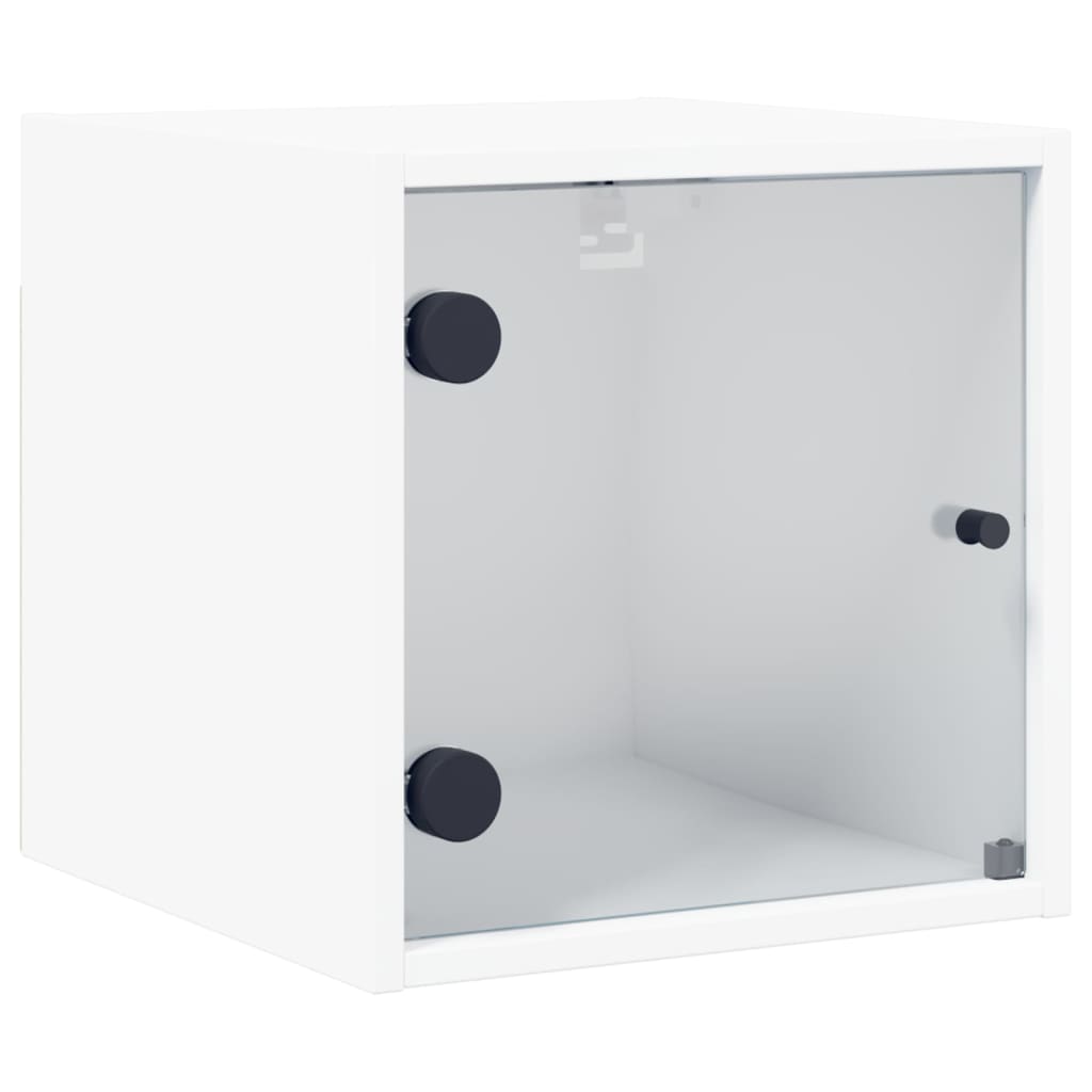 vidaXL Mesitas de noche con puertas de vidrio 2 uds blanco 35x37x35 cm