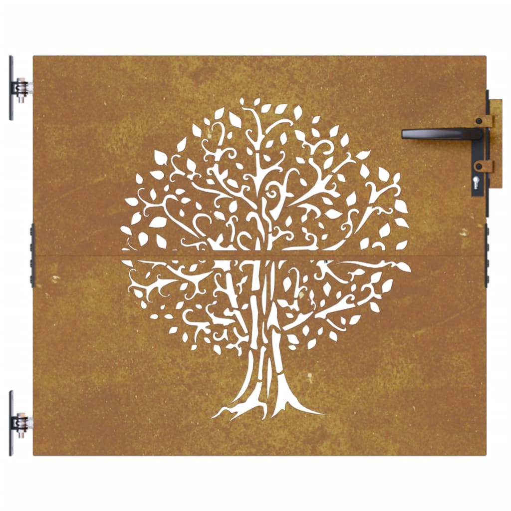 vidaXL Puerta de jardín acero corten diseño árbol 85x100 cm