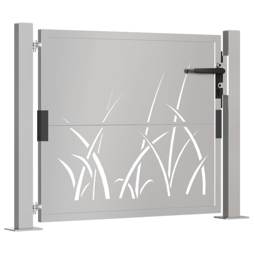 vidaXL Puerta de jardín acero corten diseño hierba 105x105 cm