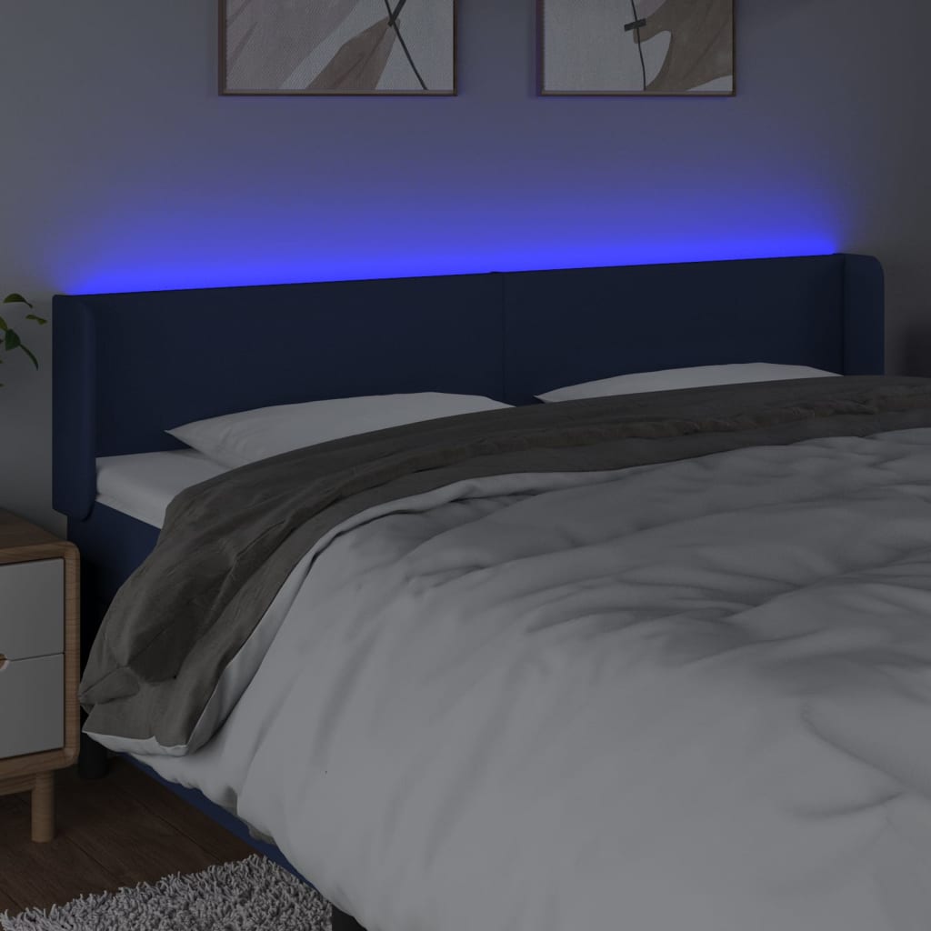 vidaXL Cabecero con LED de tela azul 163x16x78/88 cm
