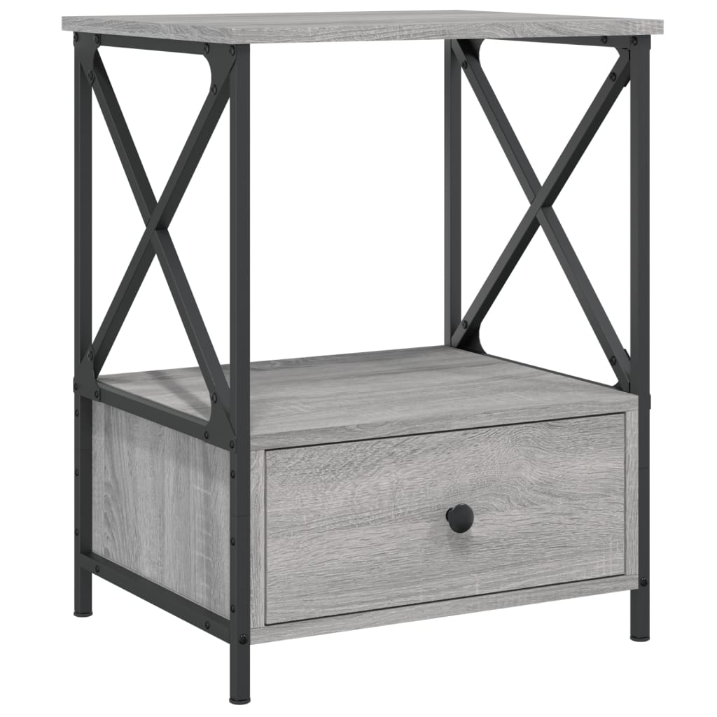 vidaXL Mesita de noche 2 uds madera ingeniería gris Sonoma 50x41x65 cm