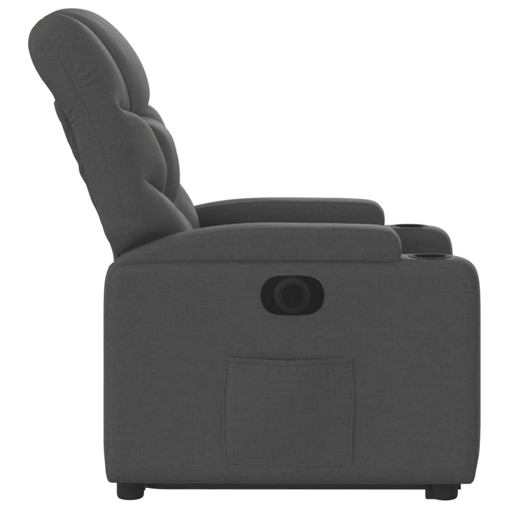 vidaXL Sillón eléctrico reclinable elevable de tela gris oscuro