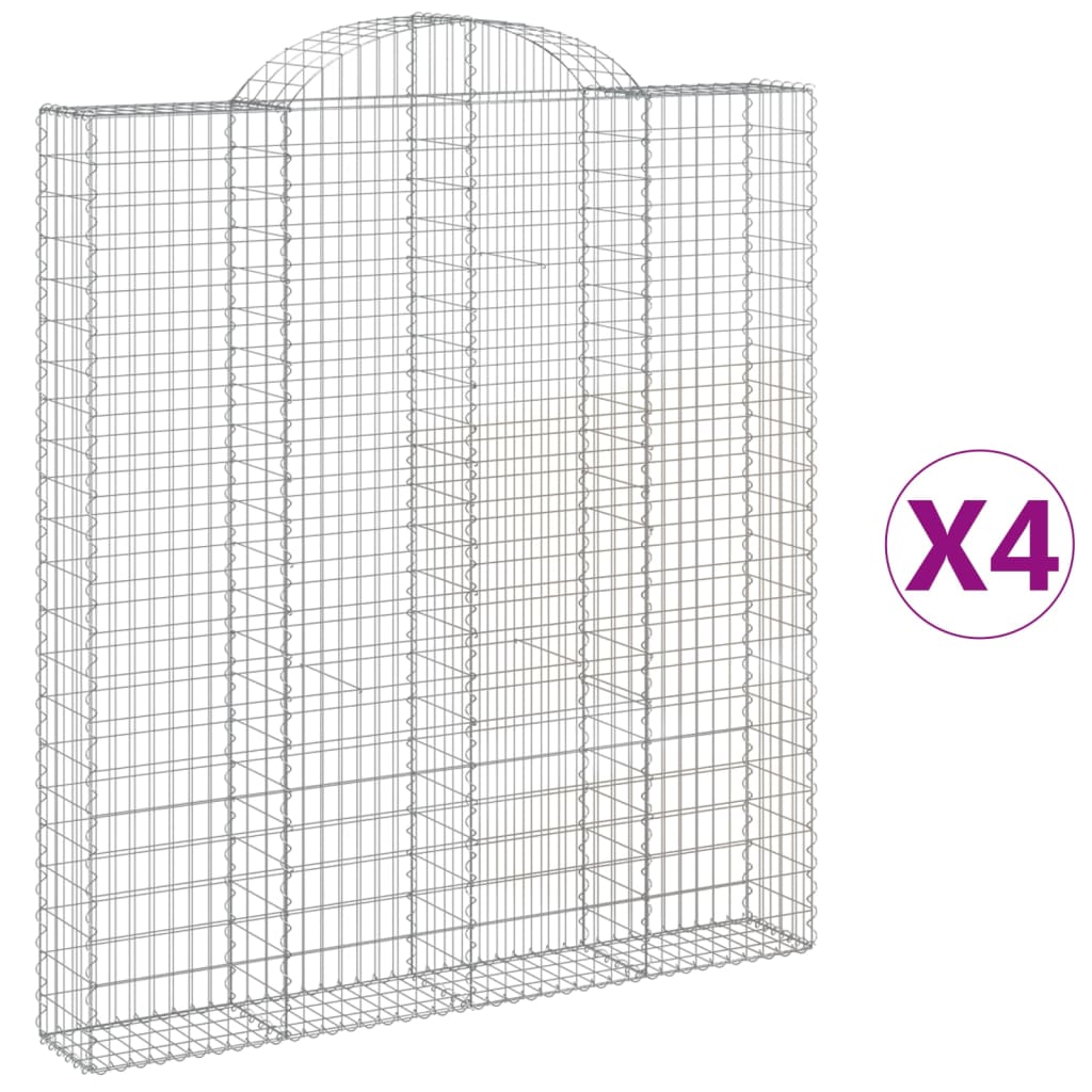 vidaXL Cestas de gaviones 4 uds forma de arco hierro 200x30x220/240 cm