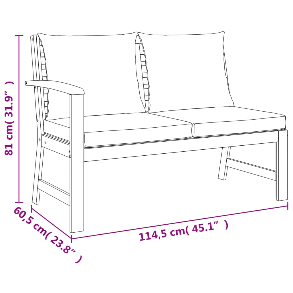 vidaXL Juego comedor jardín con cojines 11 piezas madera maciza acacia