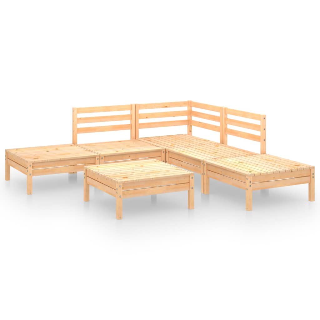 vidaXL Juego de muebles de jardín 6 piezas madera maciza pino