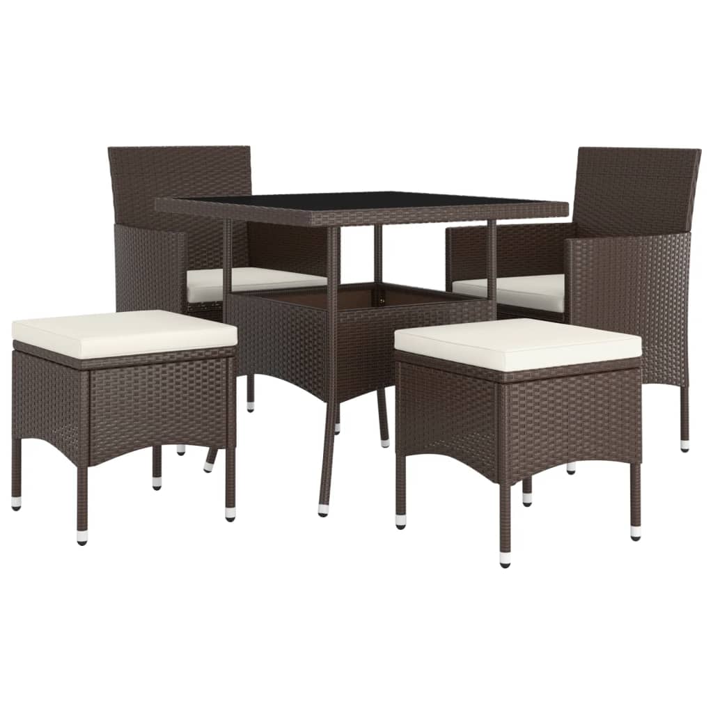 vidaXL Juego de comedor jardín 5 pzas ratán sintético marrón