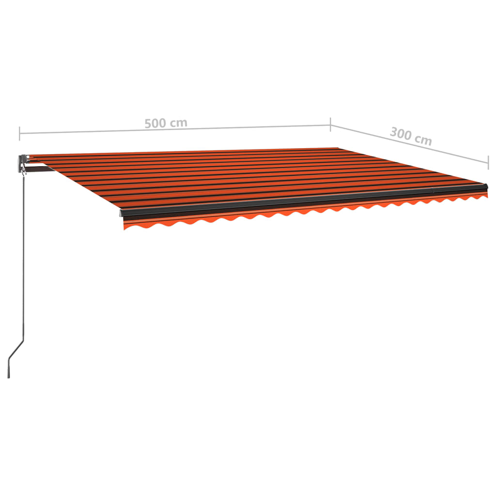 vidaXL Toldo automático LED sensor de viento naranja marrón 500x300 cm