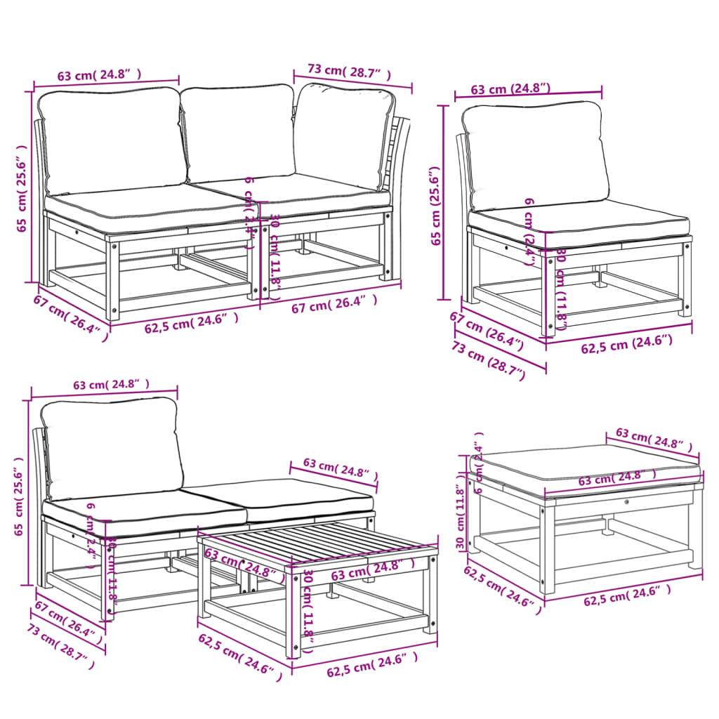 vidaXL Juego muebles jardín 11 pzas con cojines madera maciza acacia