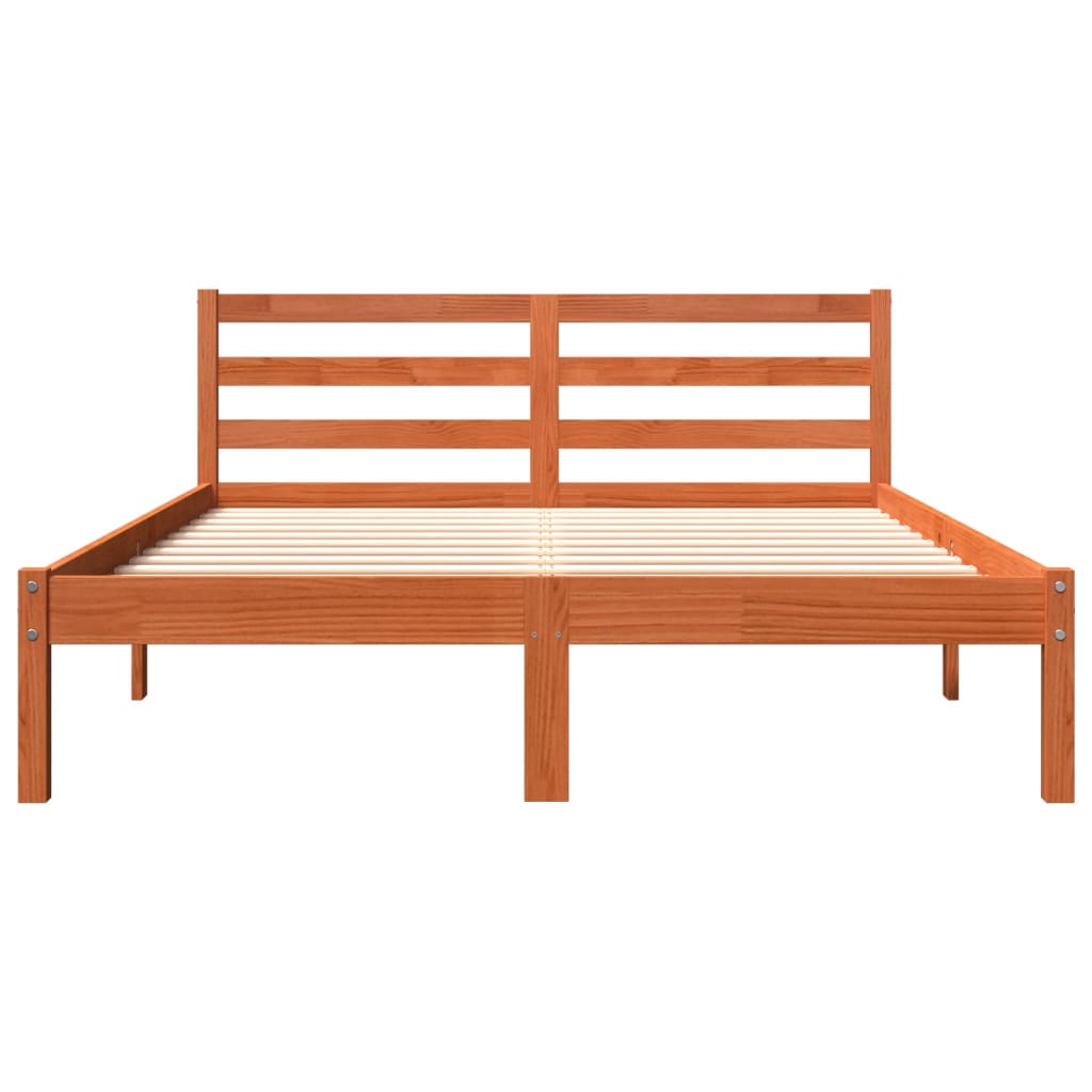 vidaXL Estructura de cama sin colchón madera maciza marrón 135x190 cm