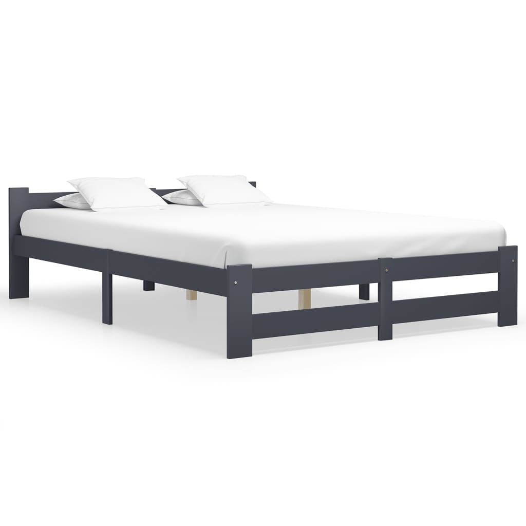 vidaXL Estructura cama sin colchón madera pino gris oscuro 120x200 cm