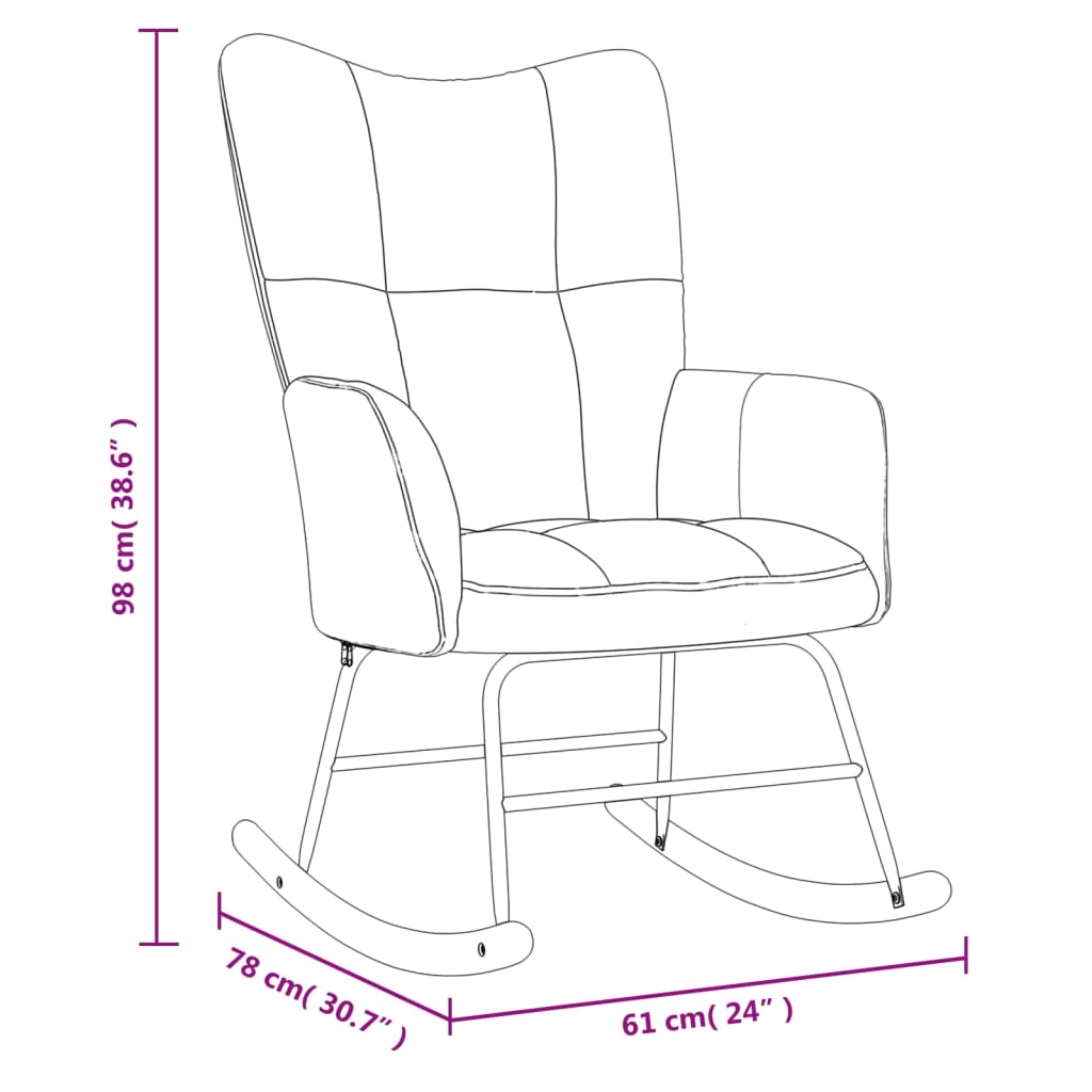 vidaXL Silla mecedora con reposapiés terciopelo rojo tinto