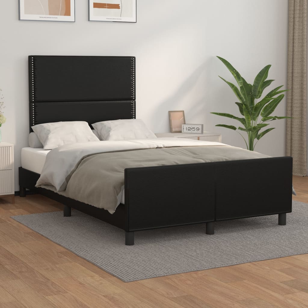 vidaXL Estructura de cama con cabecero cuero sintético negro 120x200cm