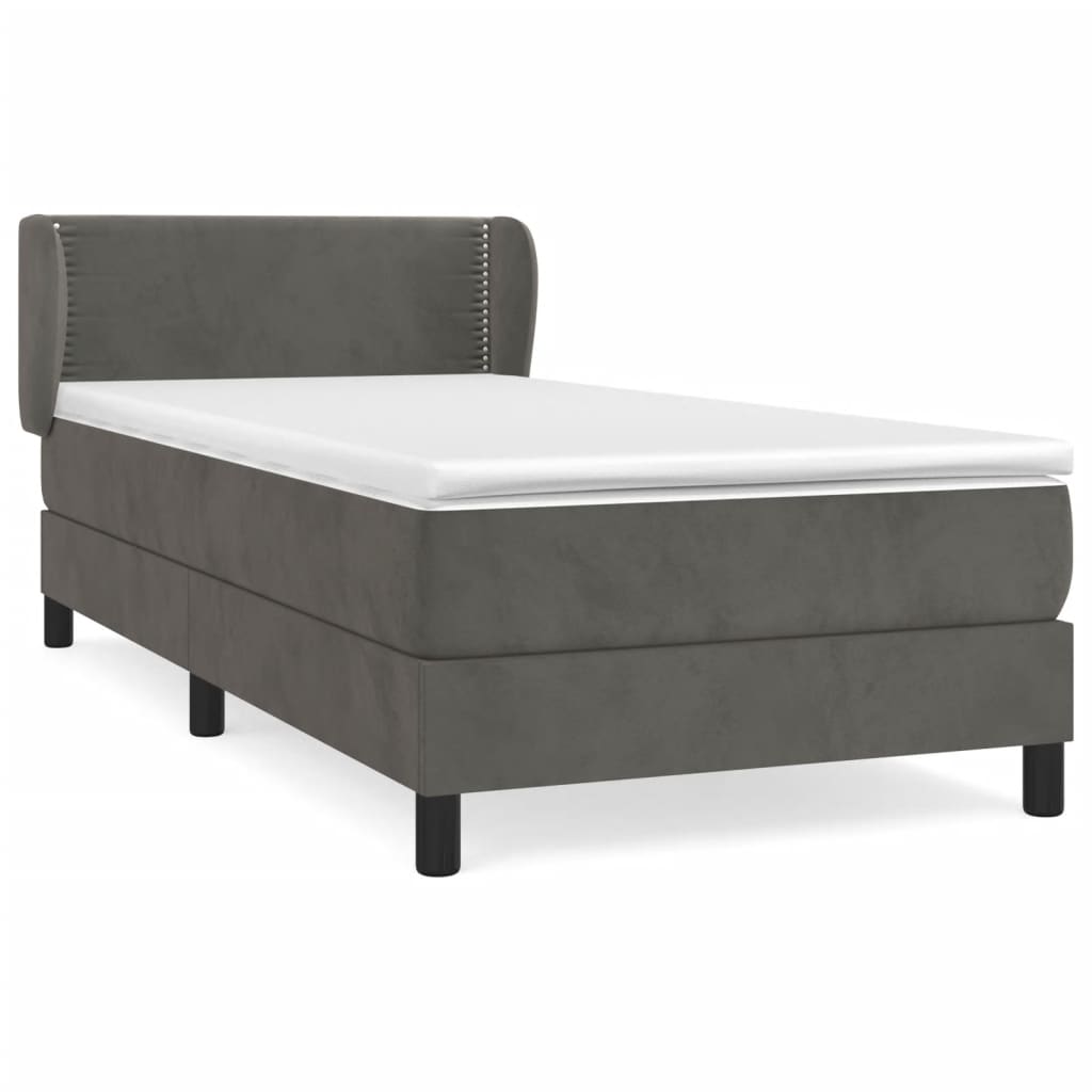 vidaXL Cama box spring con colchón terciopelo gris oscuro 80x200 cm