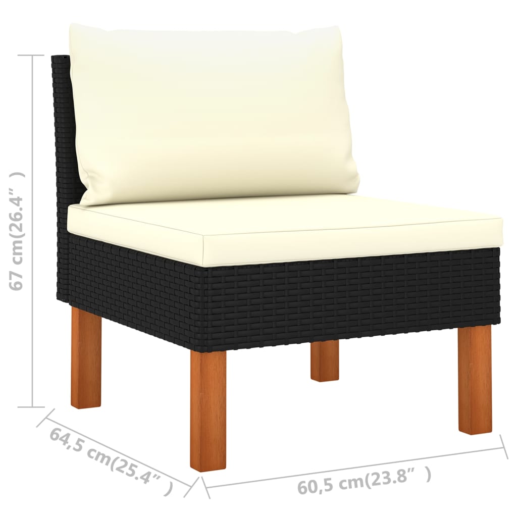 vidaXL Set de muebles de jardín 8 pzas cojines ratán sintético negro