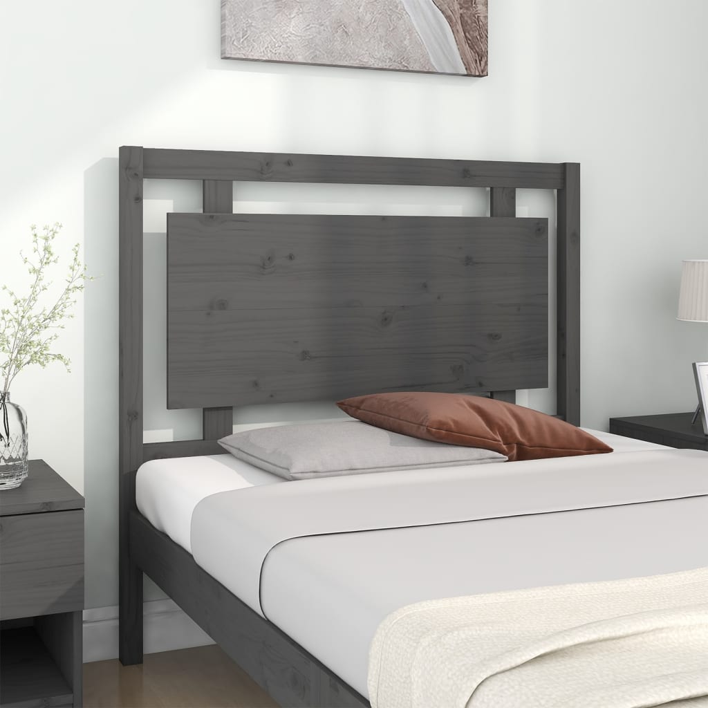 vidaXL Cabecero de cama madera maciza de pino gris 105,5x4x100 cm