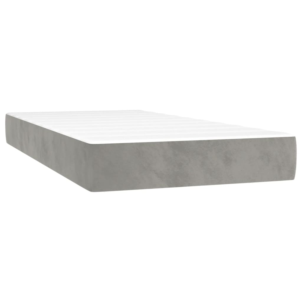 vidaXL Cama box spring con colchón terciopelo gris claro 120x190 cm