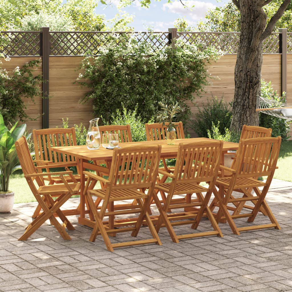 vidaXL Juego comedor de jardín 9 pzas madera maciza acacia 180x90x75cm