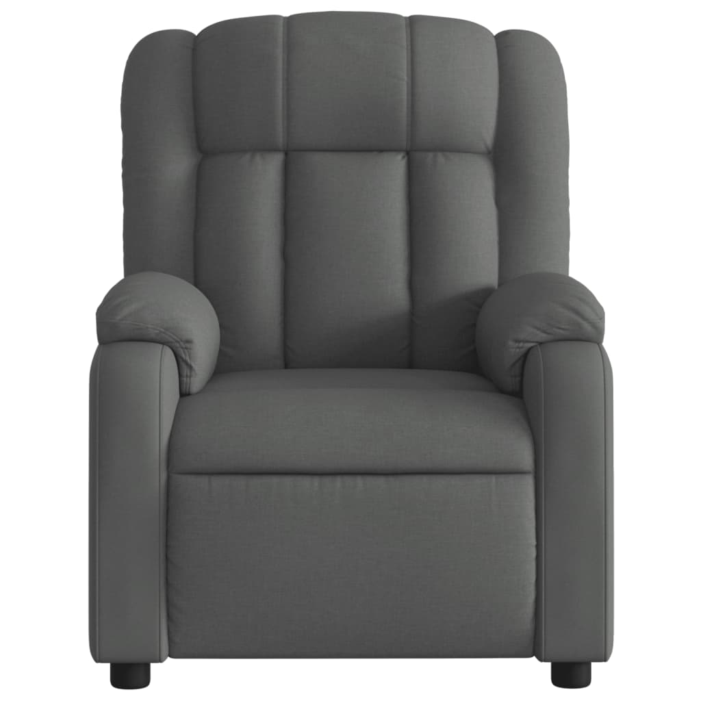 vidaXL Sillón de masaje reclinable de tela gris oscuro