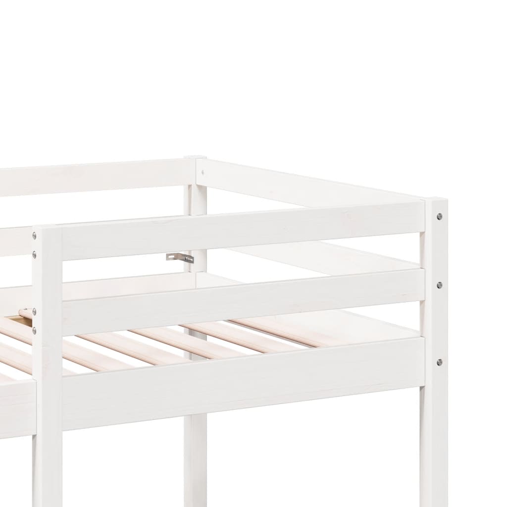 vidaXL Cama alta escritorio y asientos madera maciza blanco 75x190 cm