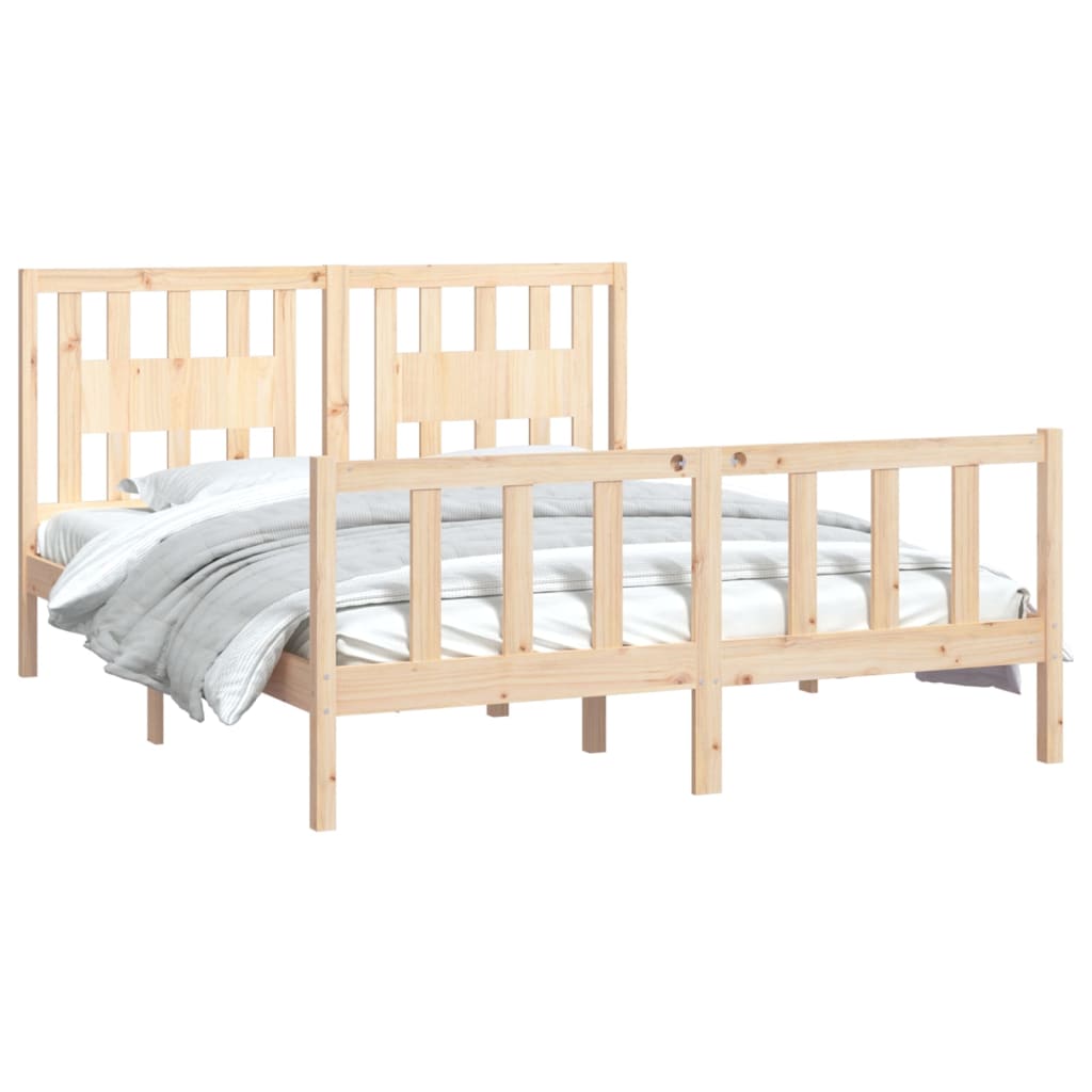 vidaXL Estructura de cama con cabecero madera maciza de pino 150x200cm