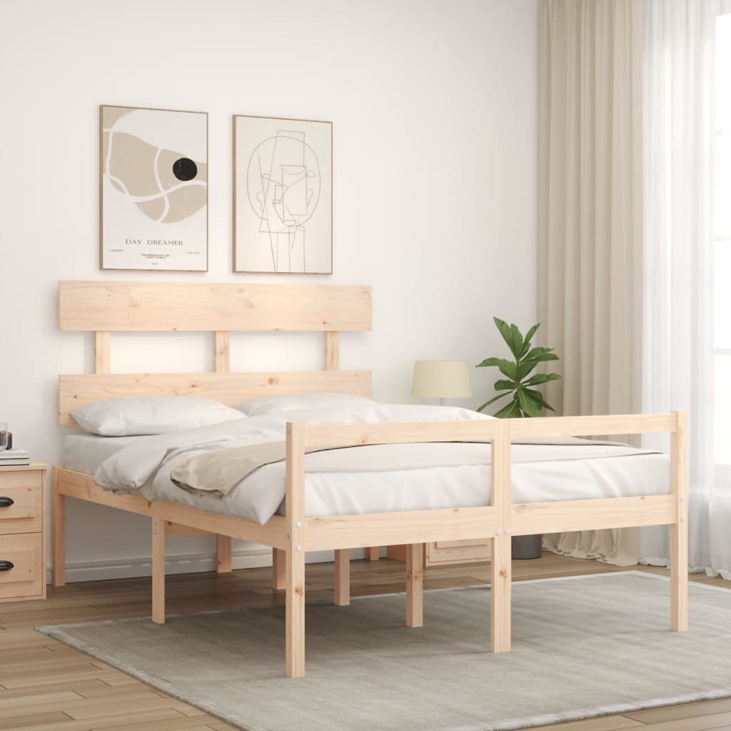 vidaXL Cama para personas mayores con cabecero madera maciza 140x190cm