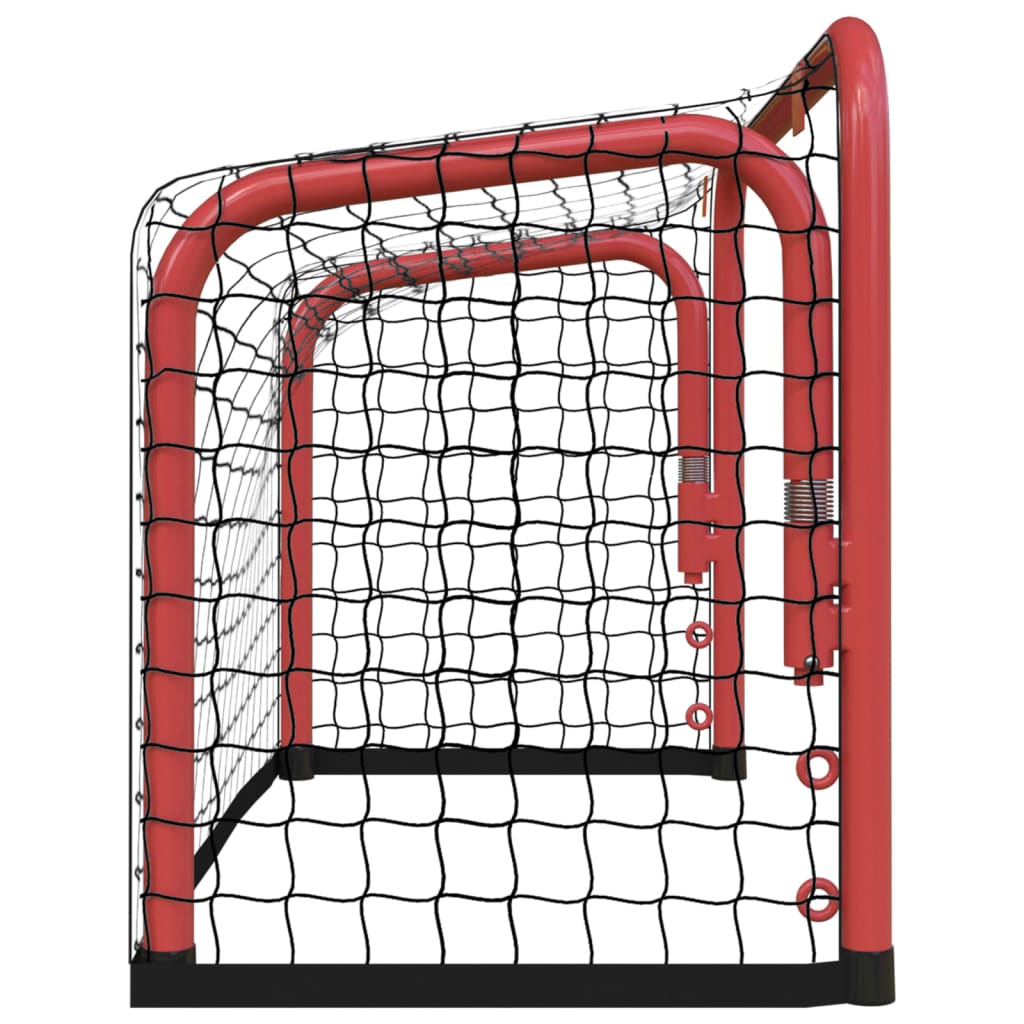 vidaXL Portería hockey y red acero y poliéster rojo y negro 68x32x47cm