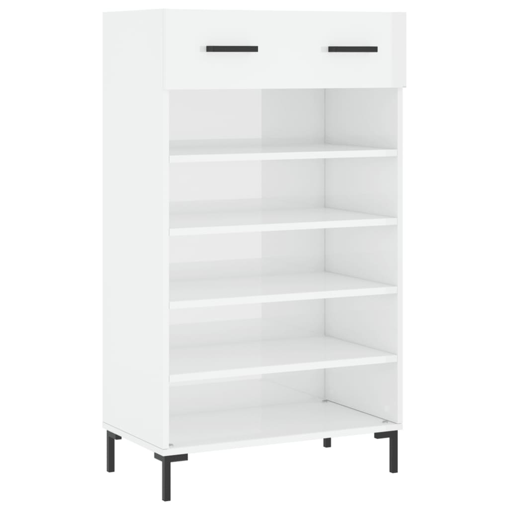 vidaXL Mueble zapatero madera contrachapada blanco brillo 60x35x105 cm