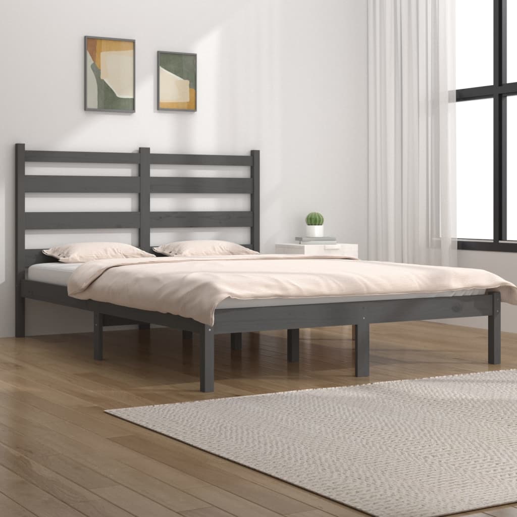 vidaXL Estructura de cama de madera maciza de pino gris 200x200 cm