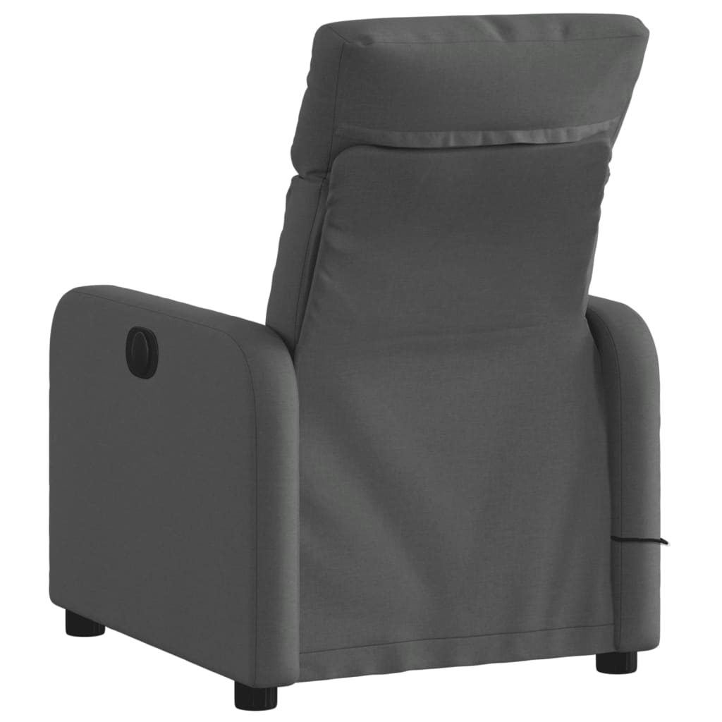 vidaXL Sillón de masaje reclinable de tela gris oscuro