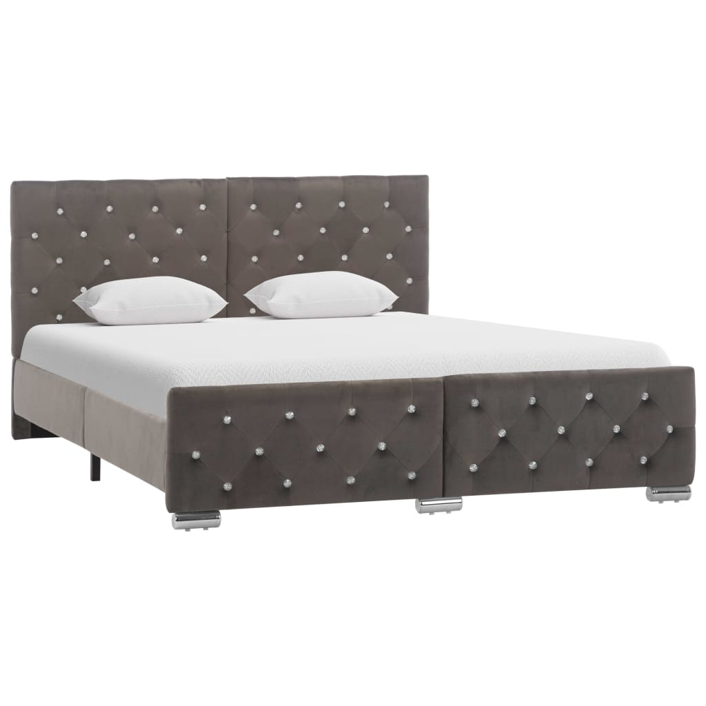 vidaXL Estructura de cama sin colchón terciopelo gris 140x200 cm