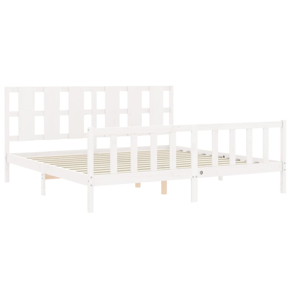 vidaXL Estructura de cama con cabecero madera maciza blanco 200x200 cm