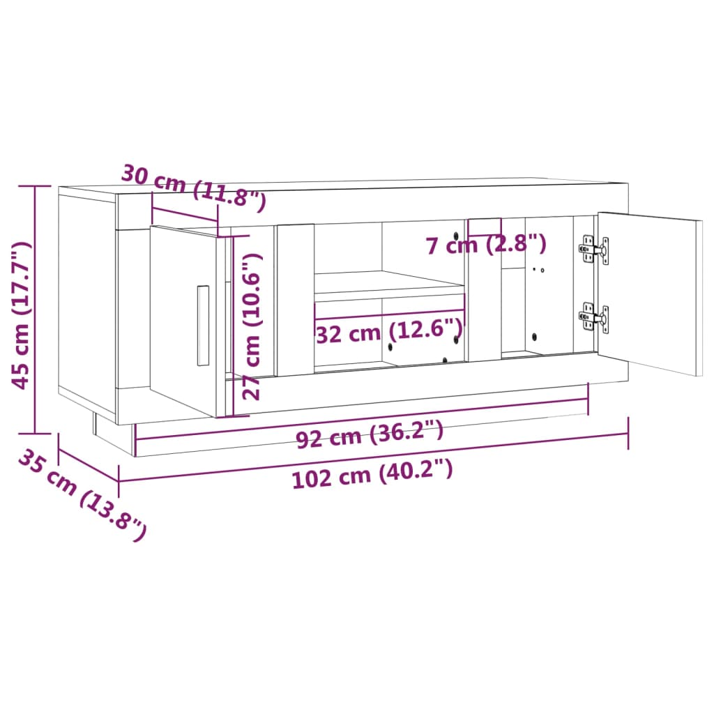 vidaXL Mueble de TV madera contrachapada gris hormigón 102x35x45 cm