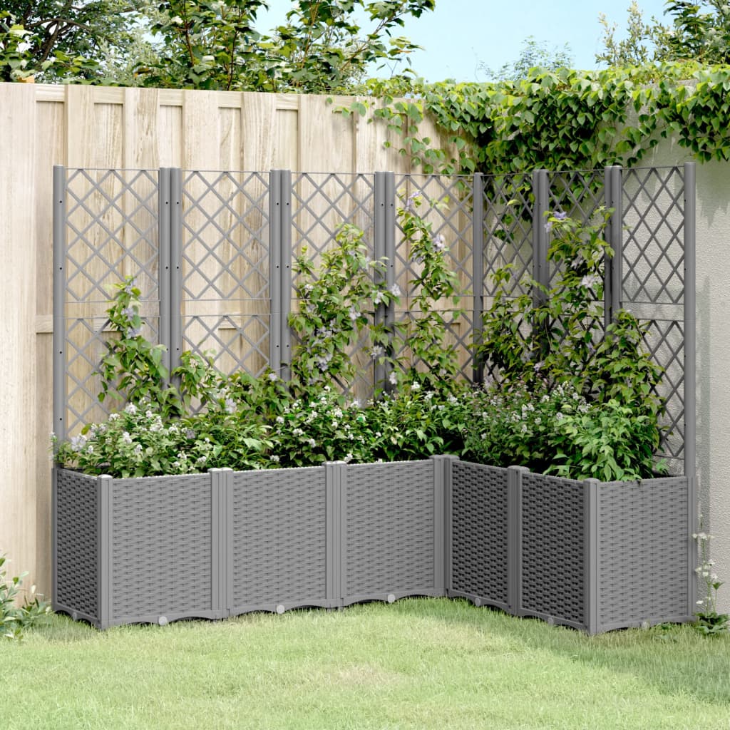 vidaXL Jardinera con enrejado PP gris claro 160x120x140 cm