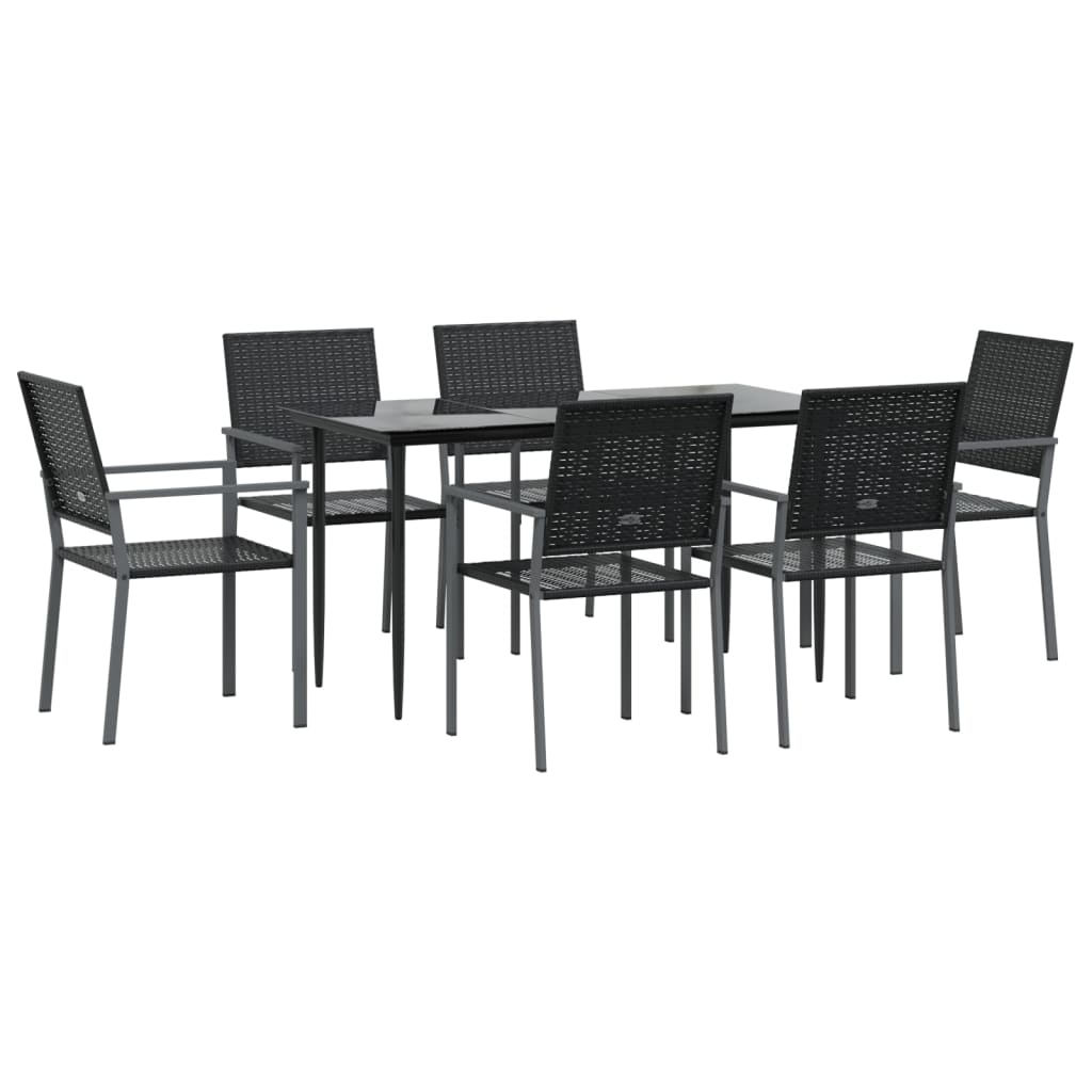 vidaXL Juego de comedor para jardín 7 piezas ratán sintético y acero