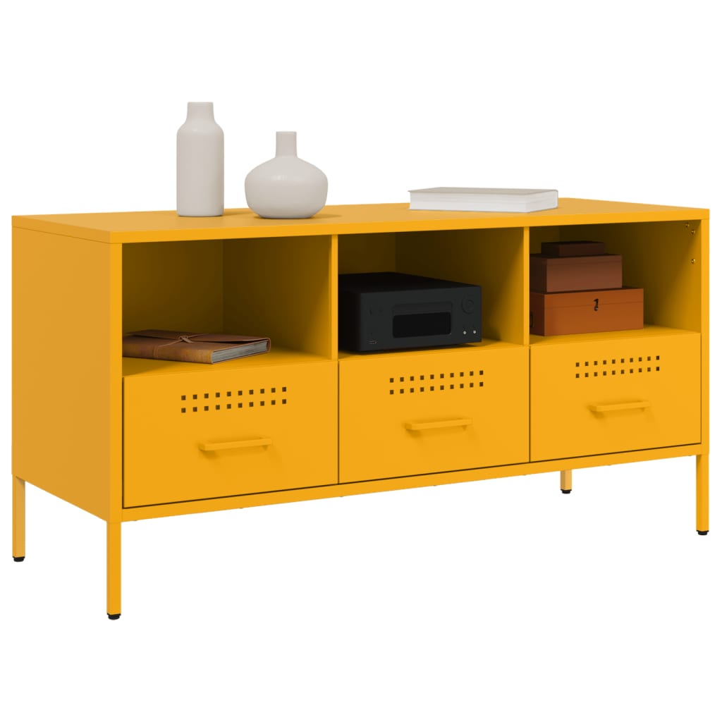 vidaXL Mueble para TV acero amarillo mostaza 100,5x39x50,5 cm