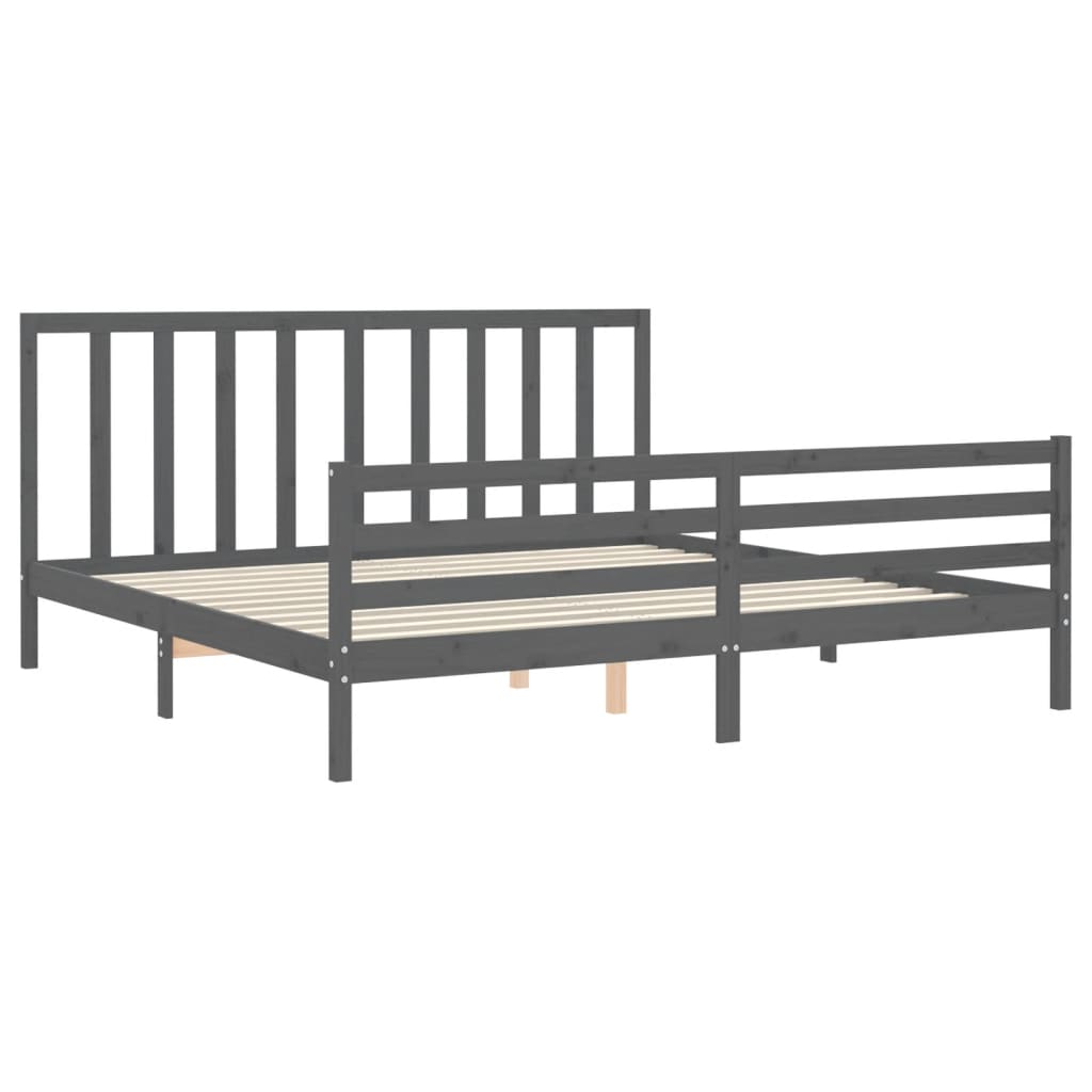 vidaXL Estructura de cama con cabecero madera maciza gris 200x200 cm