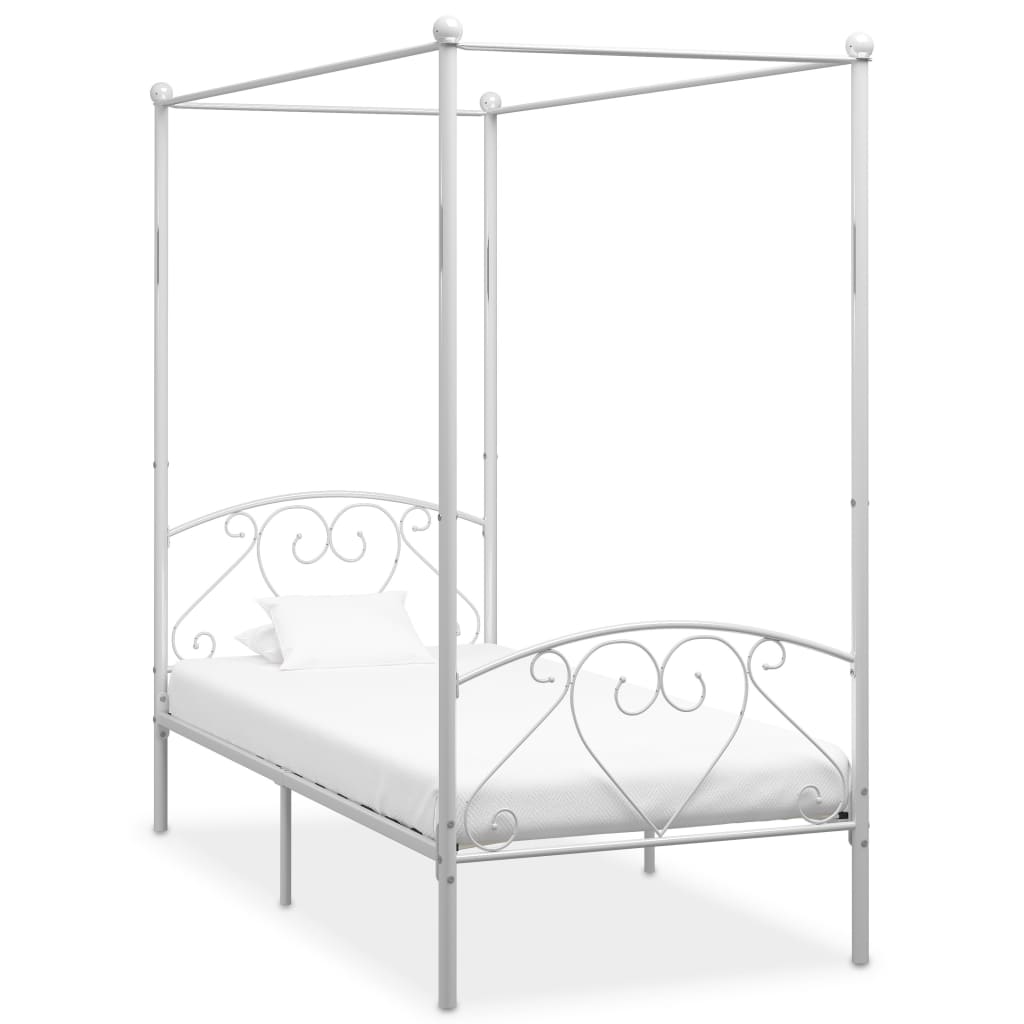 vidaXL Estructura cama con dosel sin colchón metal blanco 120x200 cm