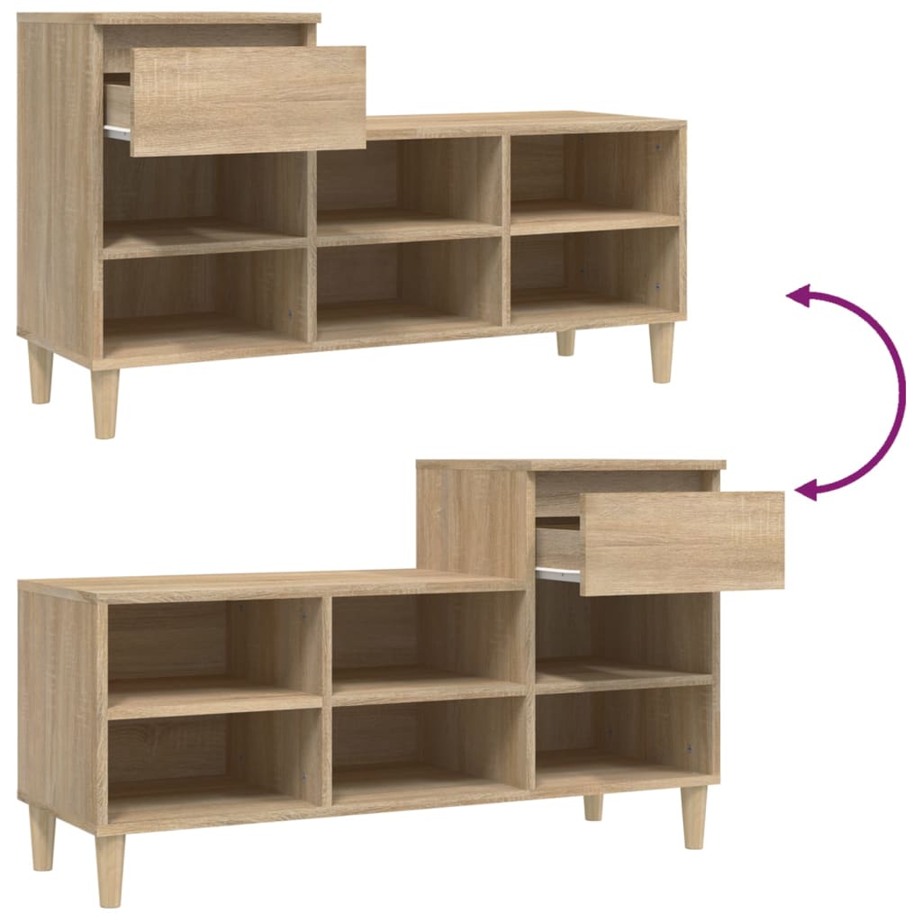 vidaXL Mueble zapatero madera contrachapada roble Sonoma 102x36x60 cm