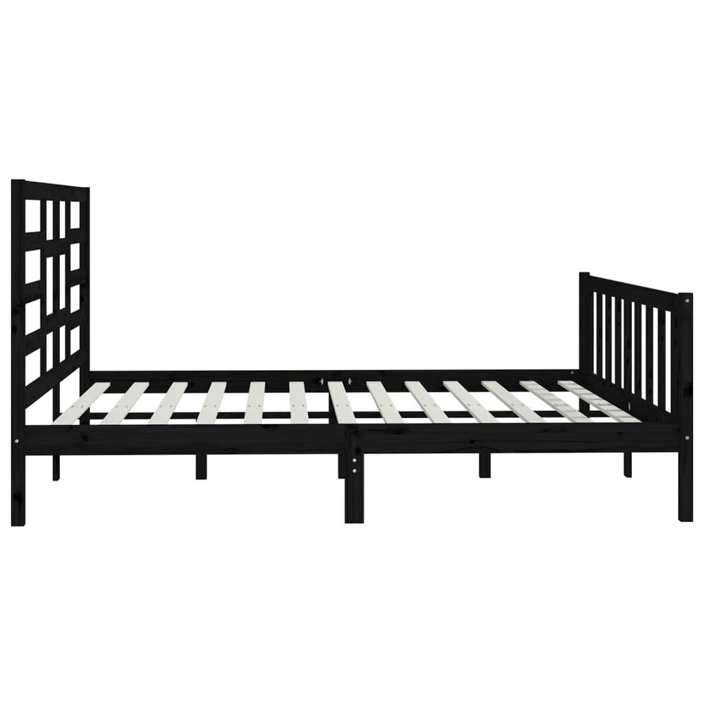 vidaXL Estructura de cama de madera maciza de pino negra 200x200 cm