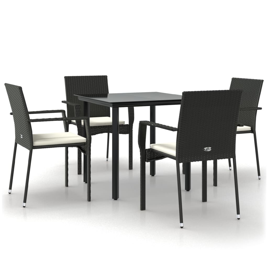 vidaXL Set de muebles jardín 5 pzas con cojines ratán sintético negro