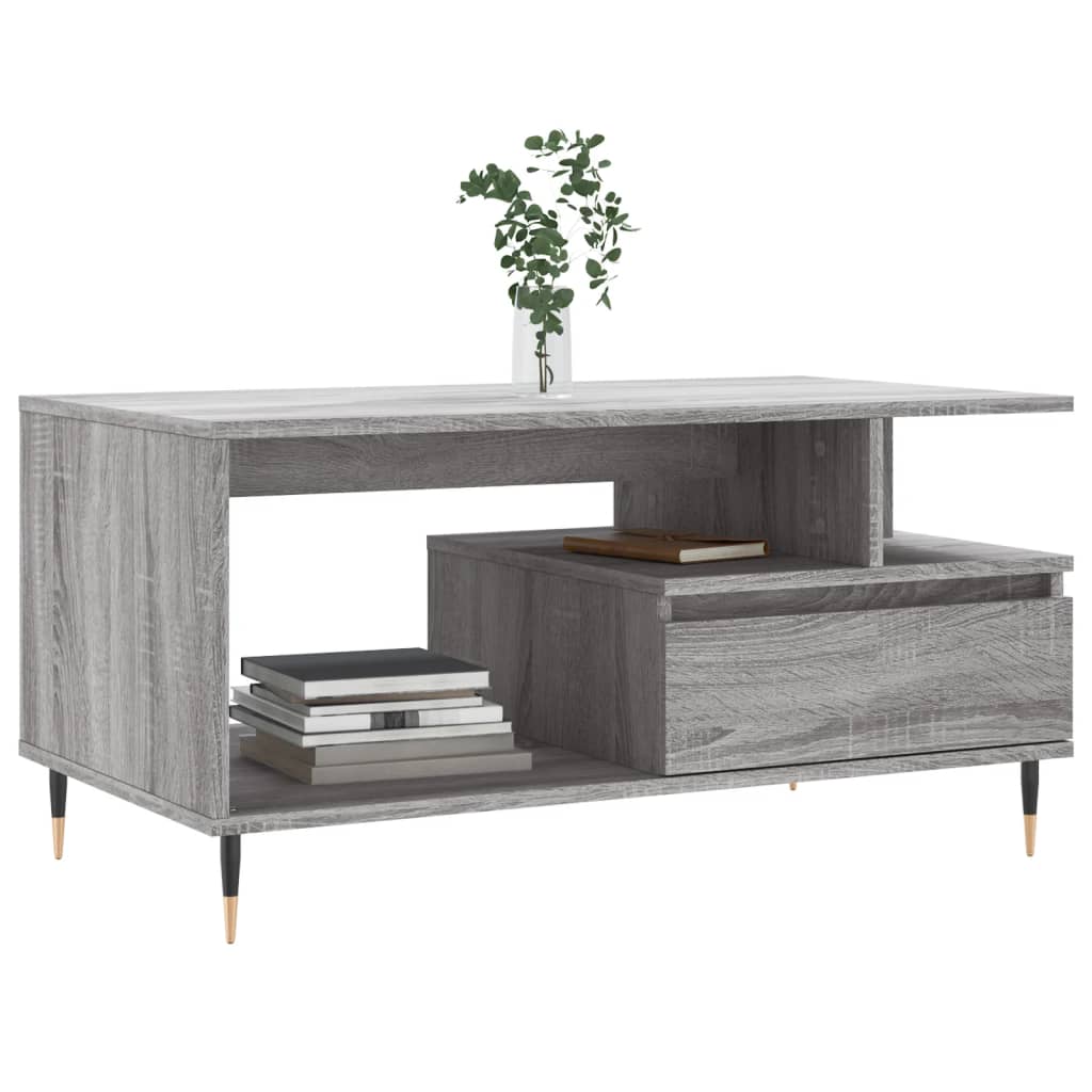 vidaXL Mesa de centro madera contrachapada gris Sonoma 90x49x45 cm