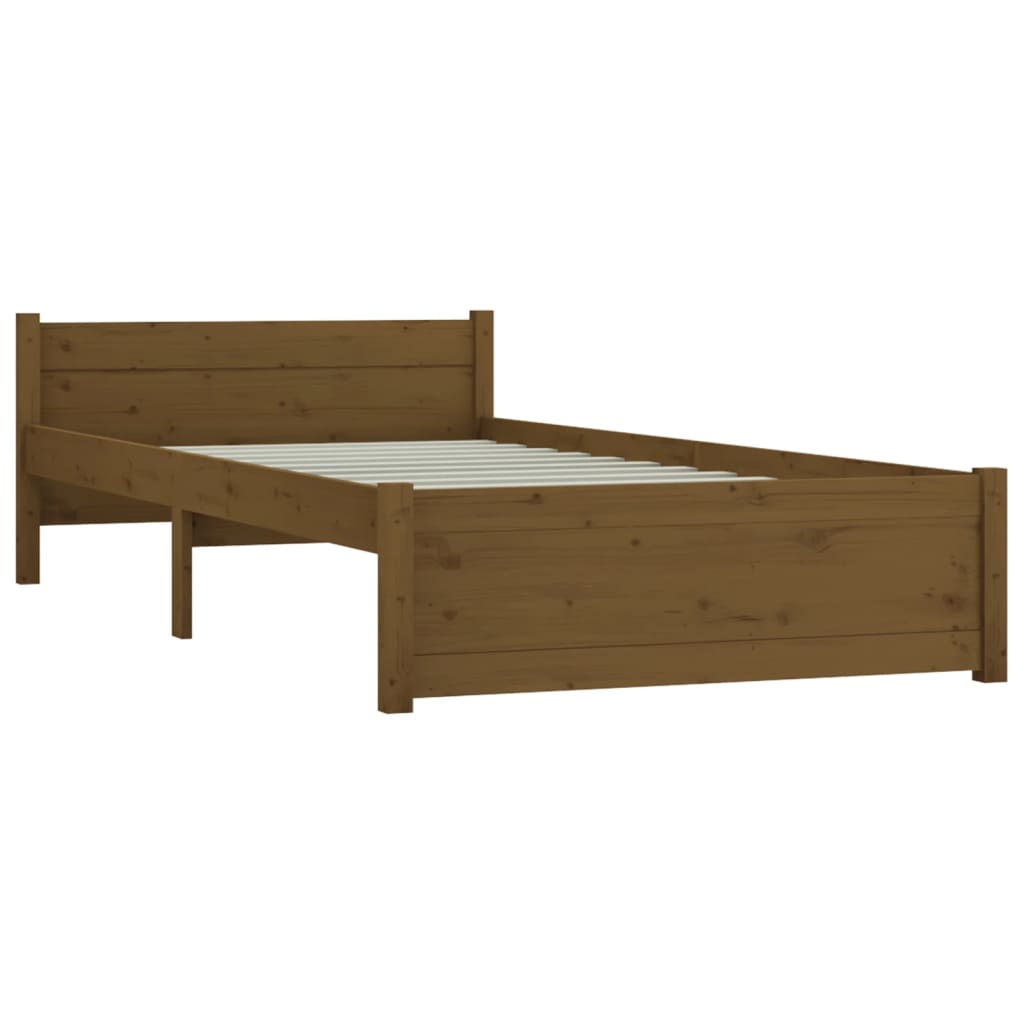 vidaXL Estructura de cama madera maciza marrón miel 75x190 cm