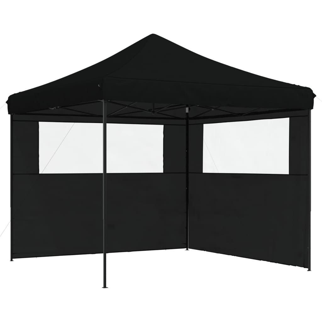 vidaXL Tienda de fiesta plegable Pop-Up con 2 paredes laterales negra