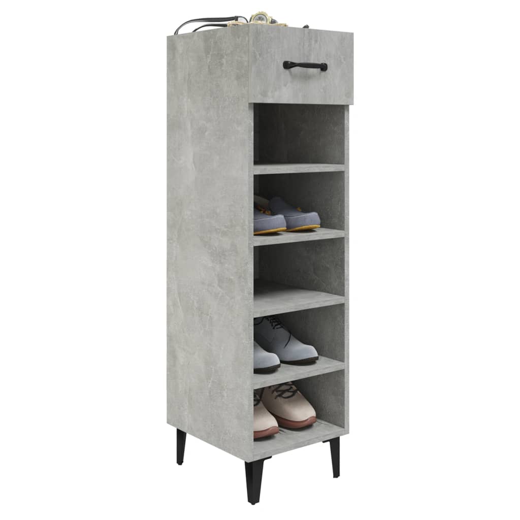 vidaXL Mueble zapatero madera contrachapada gris hormigón 30x35x105 cm