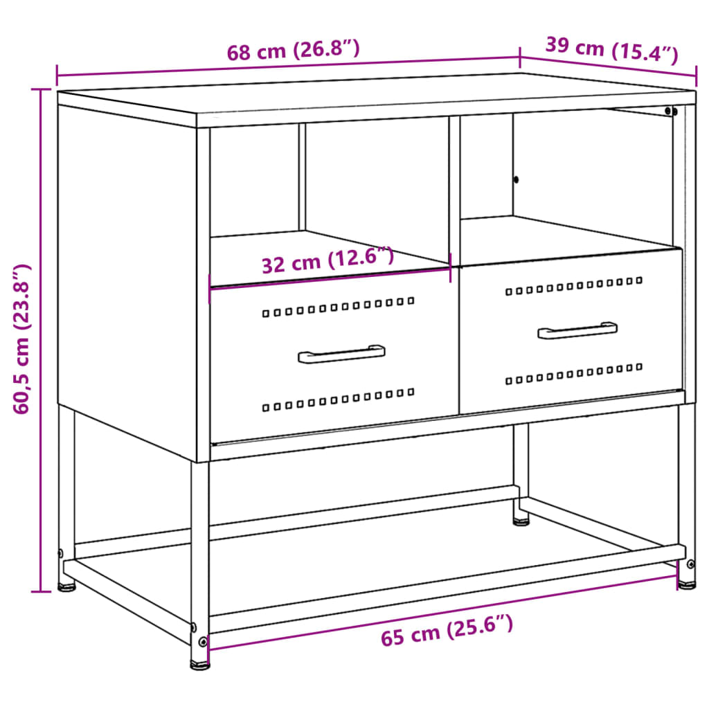 vidaXL Mueble para TV de acero gris antracita 68x39x60,5 cm