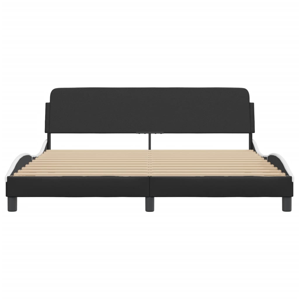 vidaXL Estructura de cama con cabecero cuero sintético negro y blanco