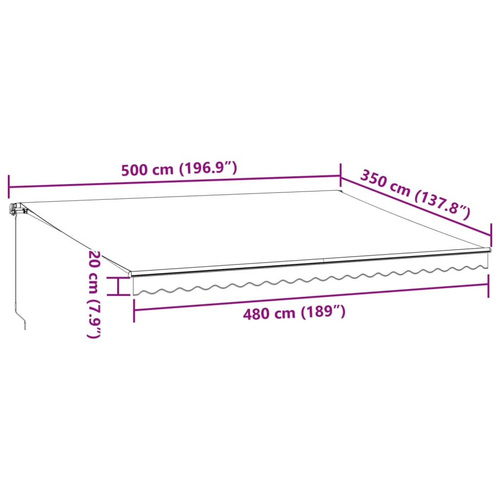 vidaXL Toldo retráctil manual marrón 500x350 cm