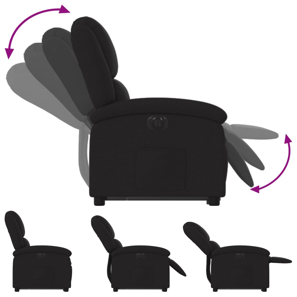 vidaXL Sillón eléctrico reclinable elevable de tela negro